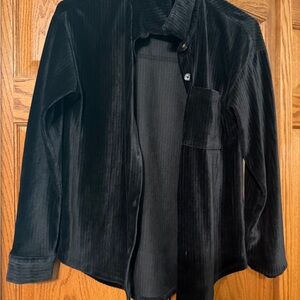 No Boundaries Black Velvet Button Down Shirt